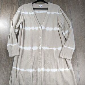 Pure Jill Tan & White Long Sleeve Duster Cardigan